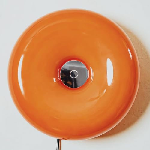 Apliques de Pared para Interiores Modernos en Color Naranja, lámpara de Donut de Cristal, lámpara de Pared LED con Forma de Hongo, lámpara de Noche Redonda táctil con Cable de 3000