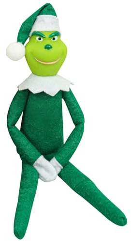 AENEY Grünes Monster Figur, Elf Plüsch Spielzeug Weihnachten Puppe Deko Cartoon Plüschtier Grün Weiche Kuscheltiere Geschenk für Weihnachten (Grün)