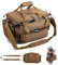 Goture Angeltasche, weiche Seite, wasserabweisend, Umhängetasche, Verstellbarer Angelrutengurt, Angelrucksack Mit gepolsterten Schultergurten und rutschfestem Boden Khaki
