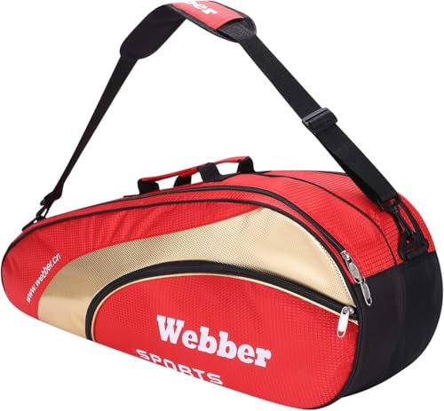 XGOPTS Tennistasche Premium Schlägertasche Tennis Squash Schläger Tasche Große Kapazität Tennisrucksack Herren Damen Tennistasche Rot
