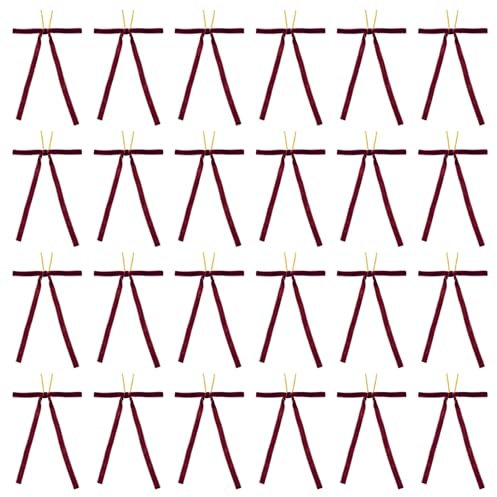 PATIKIL Lazos de Terciopelo, 24 Pzas Lazos de Regalo de Terciopelo Vintage para Árbol de Navidad Boda Fiestas de Cumpleaños Decoración, Borgoña (Ancho de 3/8, 5x7 Pulgadas)