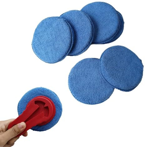 BIRLOZA Pack de 6 Almohadillas Aplicadoras de Cera de Microfibra para el Cuidado del Auto, Almohadilla Aplicadora de Microfibra con Bolsillo para los Dedos para Autos, Camiones Pulido Fino (13cm)