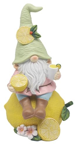 Lesser & Pavey Lemon Garden Gnome Figurines Statues For Home Decor | Ideal Ornaments Friendship Gifts For Women & Men | Lovely Table Centerpiece & Living Room Accessories