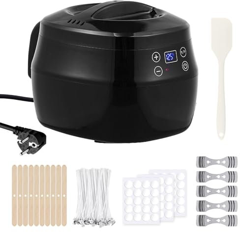 Fundidor de Cera Para Velas, Olla de Fusión de Vela Digital con Pantalla de Temperatur 1L Antiadherente Olla Eléctrica Para Derretir Cera de Soja Calentador de Velas con Boquilla Control de Temperatur