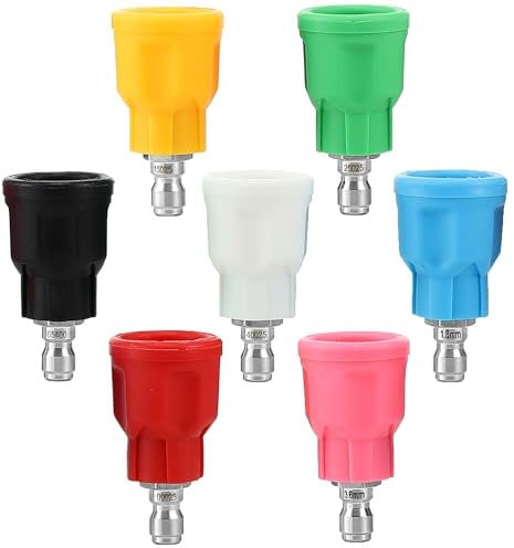 EZALOR 7Pcs Pressure Washer Nozzle Guard, Power Washer Tips with Upgraded Rubber Protector Cover, Stainless Steel Pressure Washer Tips with 1/4 Quick Connect, Orifice 3.5