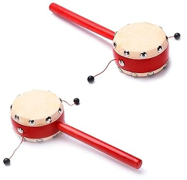 GALPADA 2stücke -trommel Aus Schafsleder Mit Holzgriff Traditionelles Musikinstrument Für Kleinkinder Zur Frühen Musikalischen