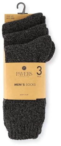Pavers Three Pack Mens Socks - Black Size ONE