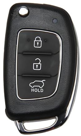 Car Key Fob Case Compatible with Hyundai i10 i20 i30 i40 ix20 ix35 ix45 ix55 Tucson Santa Fe Elantra Accent, Key Fob Cover 3 Buttons Shell Replacement ABS Plastic and Metal for Remote