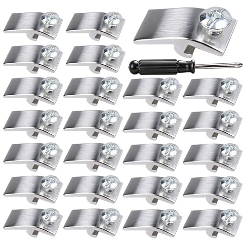 25-Pack Storm Door Panel Clips, with Screws 5/16 Offset Storm Aluminum Storm Window Clips Door Panel Clip Screen Door Hardware,Metal Storm Window Retainer Clips
