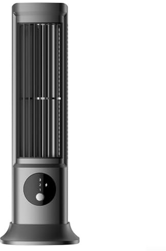 Ventilador de torre portátil sin aspas, diseño silencioso de 3 velocidades con colocación vertical y horizontal, para enfriar el dormitorio, la oficina y el estudio (negro)