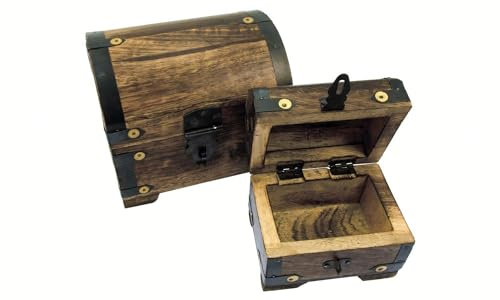BestSaller 1195 Schatztruhe Bauerntruhe aus Palisander Holz, natur/braun, 2-teilig (1 Set)