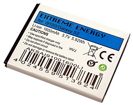 Extreme Energy Li-Ion 1600mAh kompatibel mit Samsung Galaxy S2 I9100 (AKSAI91001600LI)