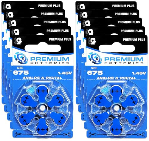 Premium Batteries Size 675 Hearing Aid Batteries 60 battereies