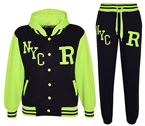 A2Z 4 Kids Unisex Girls Boys Baseball Tracksuit R Fashion Fox - T.S Baseball NYC Black & N. Green 5-6