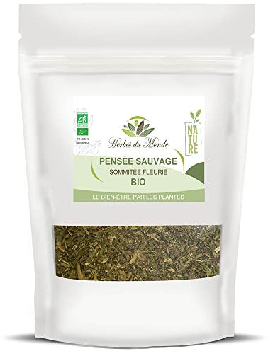 Herbes de Monde - Tisana biologica alla viola del pensiero - Sommità fiorite recise - Infuso biologico disintossicante e digestivo - 1 bustina da 50g certificata AB
