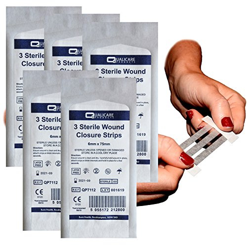 Sterile Deep Wound Closure Strips 6mm Thick First Aid Adhesive Stitches Sutures - 5 Packs
