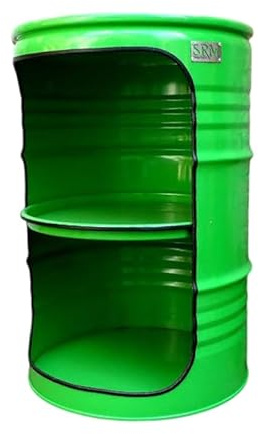 Srm - Design Fassregal Fassmöbel Regalfass Design Regal Ölfass Möbel 210 Liter Volumen Farbe Grün RAL 6018 inkl. 2 Lampenfassungen für E27 Leuchtmittel