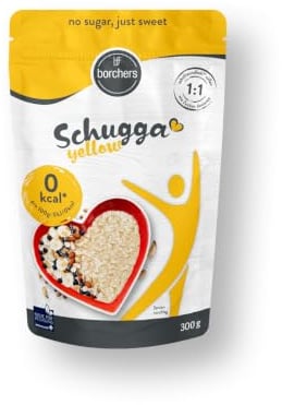 BORCHERS Schugga, Kristalline Streusüße 300g, Tafelsüße mit Erythrit & Sucralose, 1:1 wie Zucker, kalorienfrei & zuckerfrei, Zuckerersatz, für Tee, Kaffee, Joghurt, Desserts & Backwaren