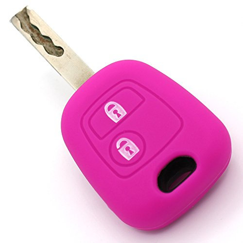 Schlüssel Hülle PEC für 2 Tasten Autoschlüssel Silikon Cover von Finest-Folia (Neon Pink)