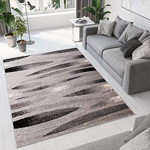 TAPISO Dream Teppich Wohnzimmer Kurzflor Modern Grau Hellgrau Streifen Linien Meliert Design Schlafzimmer Esszimmer Küche ÖKOTEX 250 x 350 cm