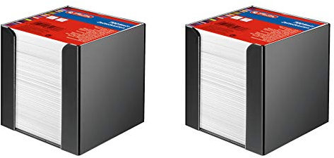 Herlitz Zettelkasten 9x9x9cm mit 700 Blatt weiß gefüllt (Schwarz, 2x Zettelkasten)