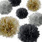 Pumpko® Decor 10 Seidenpapier Pompons | Deko für Party Hochzeit | Gold Silber Grau-Schwarz | Inklusive Ponpon PDF Aufbauanleitung
