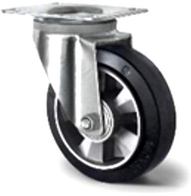 Artist Unknown Gummi Schwerlast-Lenkrolle 200 mm Kugellager 500 kg Tragkraft, Leiser und sehr glatter Lauf