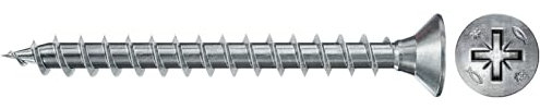 fischer PowerFast II CZF 3,0 x 35, Spanplattenschraube (100 Stk.) mit Vollgewinde, Senkkopfschraube mit Kreuzschlitz, Schraube für Holzverarbeitung, reduziert Einschraubwiderstand & Einschraubzeit