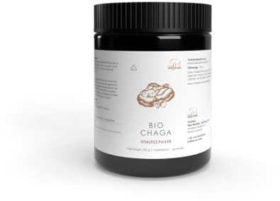 Pilze Wohlrab - Bio Chaga Pilz Pulver, 100 g reines Pilzpulver mikrofein - Ideal für Chaga Tee - Vitalpilze, 1 Dose - Pilzpulver in höchster Bio-Qualität