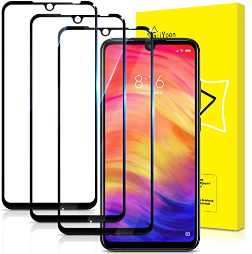 GiiYoon Protector pantalla 3 Unidades, Protector pantalla cristal templado compatible con Xiaomi Redmi Note 7/7 Pro, Vidrio Templado Ultra Resistent Sin Burbujas, 9H, Antiarañazos, Cobertura Completa