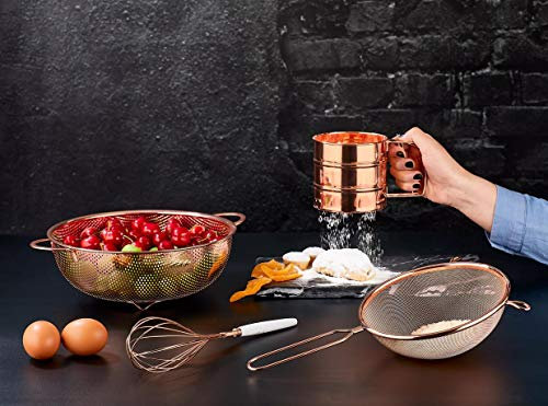 Vip Ahmet VP-212 3-Piece Practical Strainer Set, Flour Sieve Colander Set, Kitchen Helper, Copper