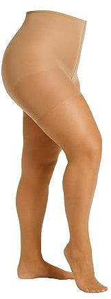 Camano Damen Strumpfhose 20 DEN Curvy große Größen 2er Pack reißfest seidenmatt extra breiter Komfortbund druckfrei 3D ringelfrei verstärkter Fuß 2er Pack 44/46 make up