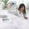 GISIONLARI Teppiche Wohnzimmer Großer Hochflor Teppich für Schlafzimmer Waschbar Flauschiger Teppich Weiche Bodenmatte für Wohnkultur (Weiß, 160 x 200 cm)