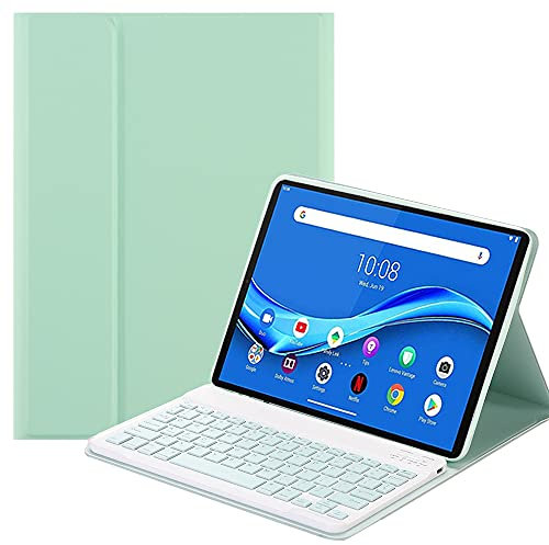 QYiiD Étui Clavier pour Lenovo Tab M10 FHD Plus 10.3 Pouces (TB-X606F / TB-X606X), Housse de Protection avec AZERTY français Clavier sans Fil Détachable pour Lenovo Tab M10 Plus 10.3, Vert
