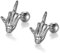 JewelryWe Herren Ohrstecker, Mittelfinger Skelett Ohrringe Ohrpiercing Hand Gotik Punk Schmuck Silber Gold Schwarz Geschenk für Halloween