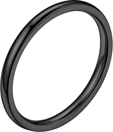 Bestyle Ring Schwarz Herren 2mm Partnerring Edelstahl Damen Frauen Verlobungsringe Ehering Hochzeitsringe Ringgröße 57 Modeschmuck für Geburtstag Weihnachten