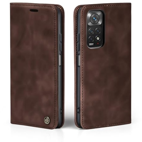 LBH Handyhülle für Xiaomi Redmi Note 11 Pro / 11 Pro 5G in Dunkelbraun mit Karten- und Geldfach Smartphone Hülle mit Standfunktion Flip Case Schutzhülle Magnetverschluss Vintage