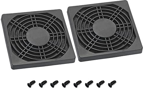 PATIKIL 92mm Cooling Fan Filter with Screw, 2 Pack ABS Ventilator Grill Protector Guard for Fan Protective Cover DIY, Black