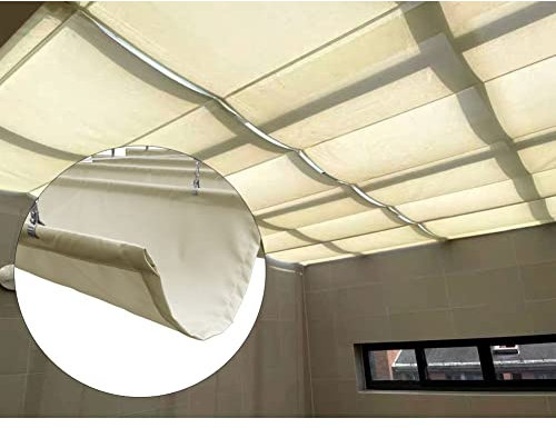 Rygcrud Couverture D'ombrage pour Pergola, Rétractable Fil Coulissant Kit D'auvent, Auvent De Jardin Imperméable pour Maison en Verre, Terrasse Extérieure, sur Mesure (Couleur : White, Taille : 3x4m)