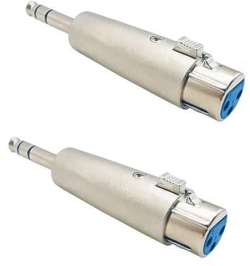 iYueMps 2 adaptadores XLR a jack TRS de 6,35 mm XLR hembra a macho de 1/4 pulgadas, acoplador de cable estéreo para cambio de género, conector convertidor de micrófono