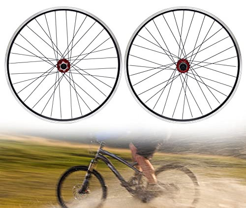 XUEMANSHOP Laufrad 29 Zoll Fahrrad Vorne+ Hinten, mit Doppelten Sechs-Loch-Scheibenbremsen Ausgestattet für 7, 8, 9, 10, 11 und 12S Kassetten Geeignet (Rote Naben)