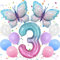 11 Stück 3 Jahre Geburtstag Deko Schmetterling, Schmetterling Folienballon 3 Jahre, Ballon 3 Jahre Mädchen, Geburtstag Deko 3 Jahre Mädchen Schmetterling, Luftballon 3. Geburtstag Mädchen