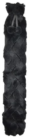 A2Z Hot Water Bottle 2L Long Hot Water Bottle Plush 3D Animal Fleece Cover Rubber - Hot Bottle AZ0430 Black