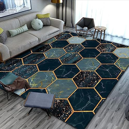 Teppich Wohnzimmer Moderne 3D Grünes Geometrisches Karo, Weiche Flauschig Antirutschunterlage Kurzflor Fläche Teppiche Für Kinderzimmer Schlafzimmer Outdoor Küche 23,6 X 35,4 Zoll -8B7W/H2R