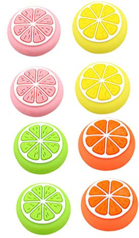 8 Tapas Antideslizantes Pulgar de Silicona para Piezas de Joystick | Forma de Fruta, Instalación Fácil, Resistencia al Desgaste, para Thumb Sticks de Mandos, Color Mixto Color Aleatorio