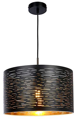 Globo Hängeleuchte Pendelleuchte Wohnzimmerlampe Hängelampe rund Deckenleuchte Beleuchtung schwarz-gold, Metall Kunststoff, D x H 38x120 cm