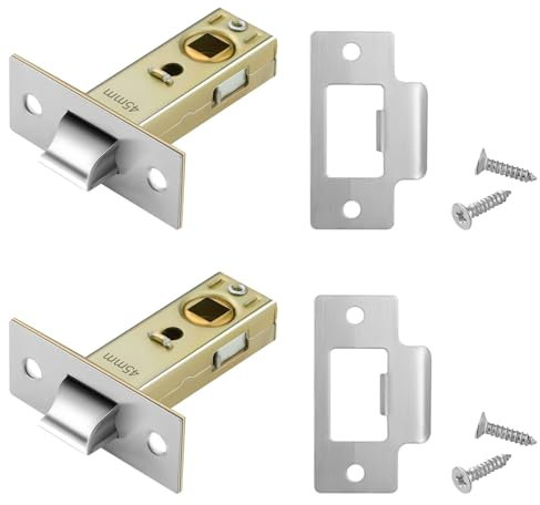 Pimoys 2 Set 45mm Tubular Latch, Internal Door Lock Mortice Latch Polished Door Latch for Sprung Lever Door Handles