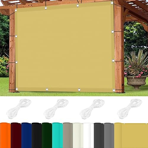 Filet Protection Balcon Piscine 3.3 x 8 m 98% UV Protection,Polyester, Protection Solaire Toile avec 4 X Cordes de 1.5M pour Pergola, Fleurs, Patio Lawn., Couleur Crème