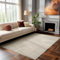 HomebyHome Kurzflor Teppich 140 x 200 cm Beige - Hoch-Tief 3D Effekt, Waschbar, Flauschig und Extra Weich - Skandinavisch Boho Muster für Wohnzimmer, Schlafzimmer, Esszimmer und Küche