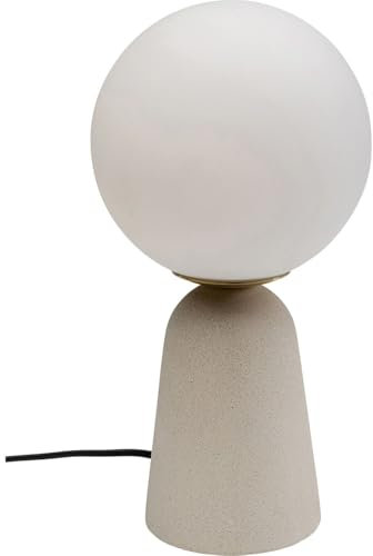 Kare Design, Tischlampe Bollie Beige, Beton Sockel, Glas, Skandinavisch, Moderne Tischleuchte, Schreibtischlampe, Büro, Wohnzimmer, Schlafzimmer, Office, keine Leuchtmittel inklusive, 31x16x16 (HxBxT)